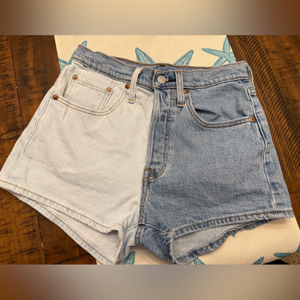 Levi's Two-Tone Jean Shorts - Blue and White - Picture 2 of 3